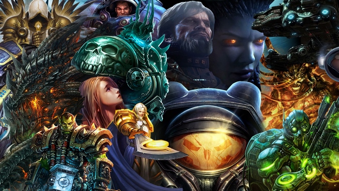 Collage of characters from StarCraft and Diablo