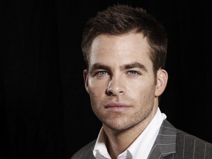 Chris Pine in a pinstripe suit