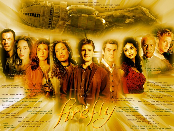 Firefly cast with spaceship