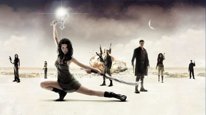 Characters from Firefly in a desert landscape