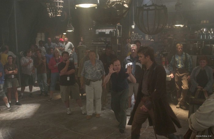 Nathan Fillion on set
