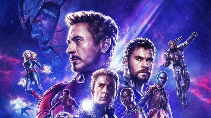 Avengers: Endgame Poster with Thanos, Iron Man, Thor, Captain America, Captain Marvel, War Machine, Nebula, and Ant-Man