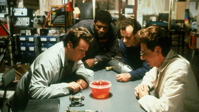 Bill Murray and colleagues in a lab