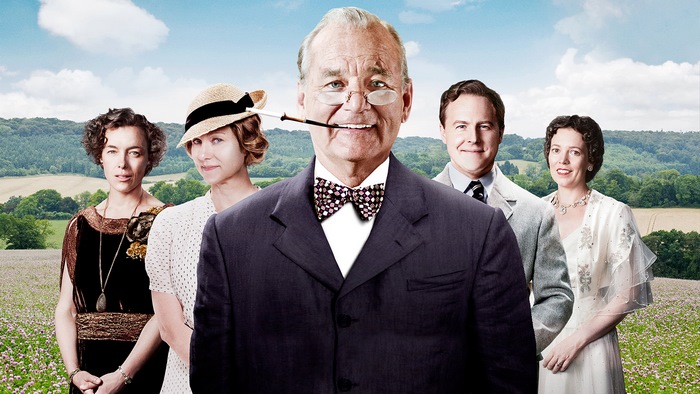 Bill Murray and cast in a field