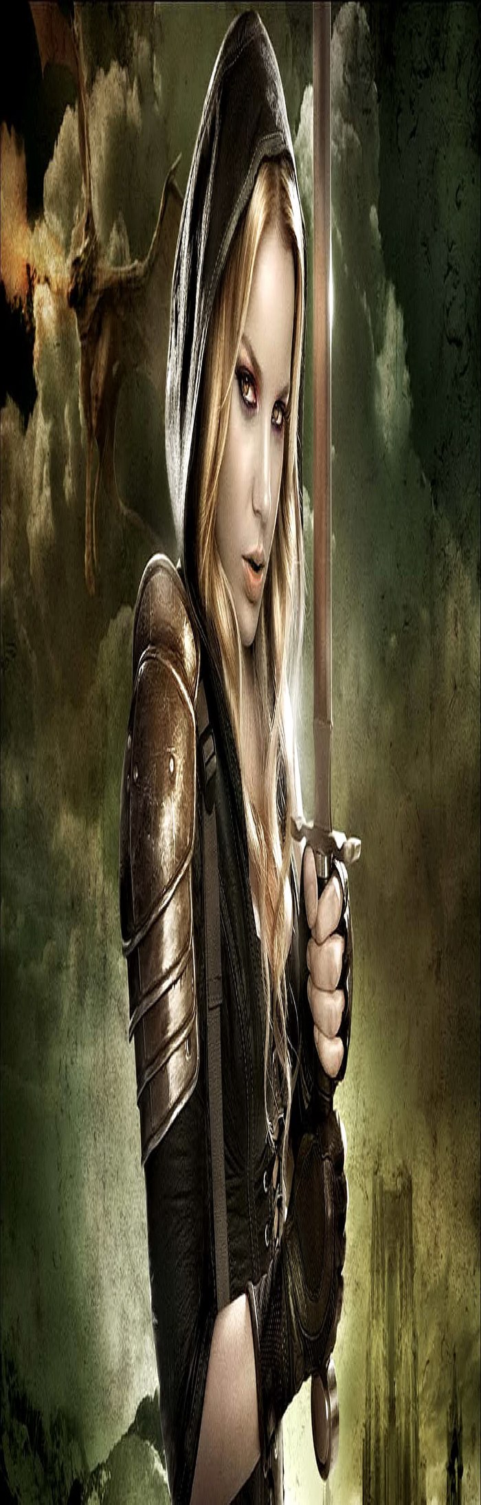 Abbie Cornish as a warrior with a sword