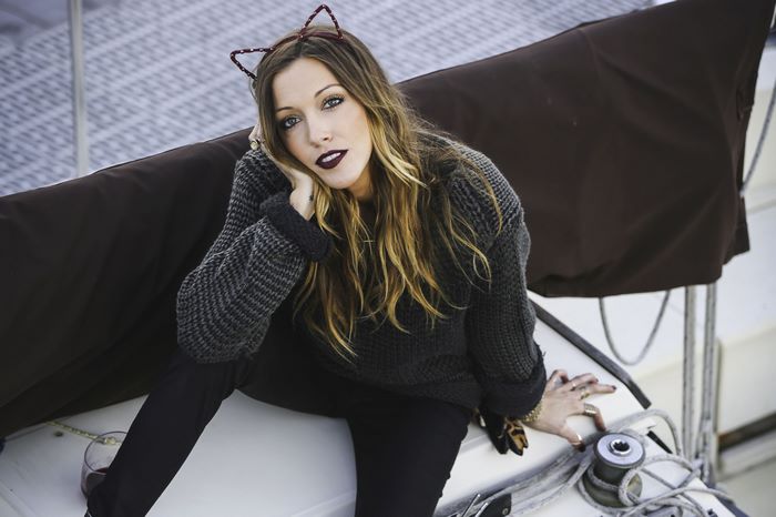 Katie Cassidy on a boat