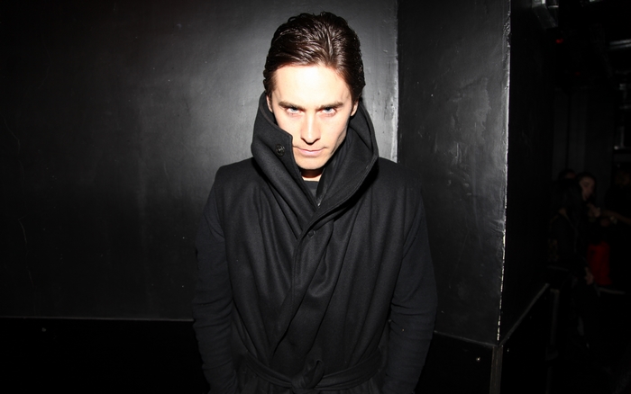 Jared Leto in black coat