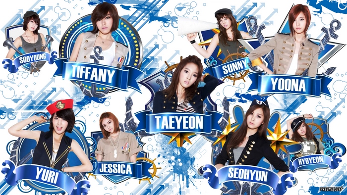 Girls Generation members in nautical outfits