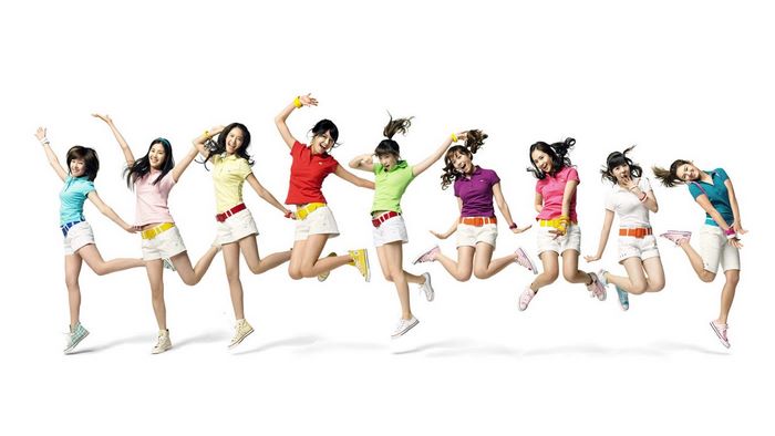Girls Generation jumping in colorful outfits