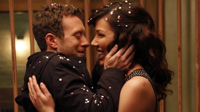 Michaela Conlin and man with confetti