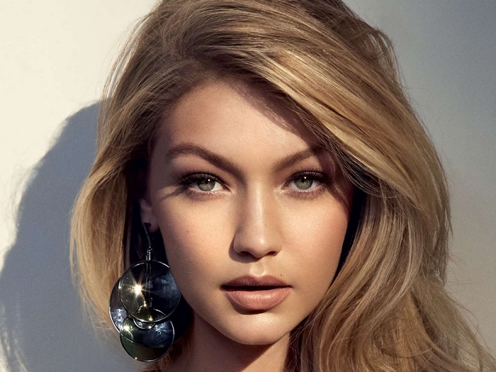 Close-up Portrait of Gigi Hadid with Statement Earrings