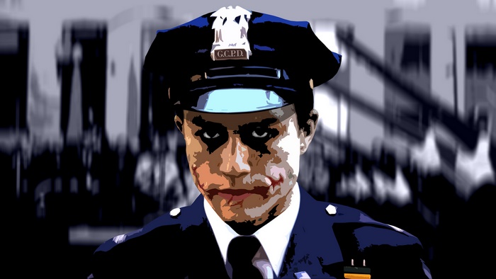 The Joker as GCPD Officer from The Dark Knight