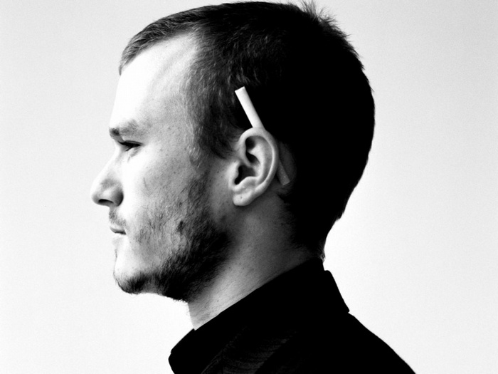 Heath Ledger with cigarette behind ear