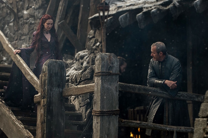 Melisandre and Davos Seaworth from Game of Thrones