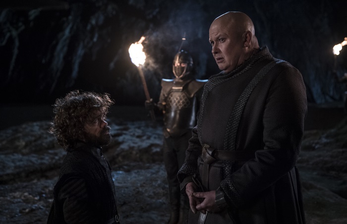 Tyrion Lannister and Lord Varys in a cave