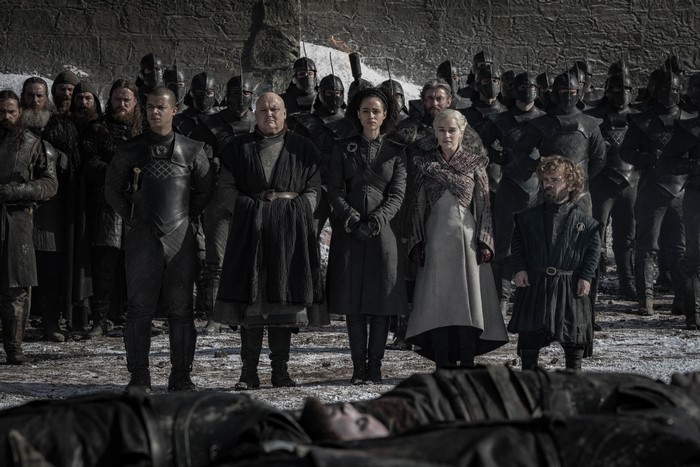 Characters from Game of Thrones with soldiers