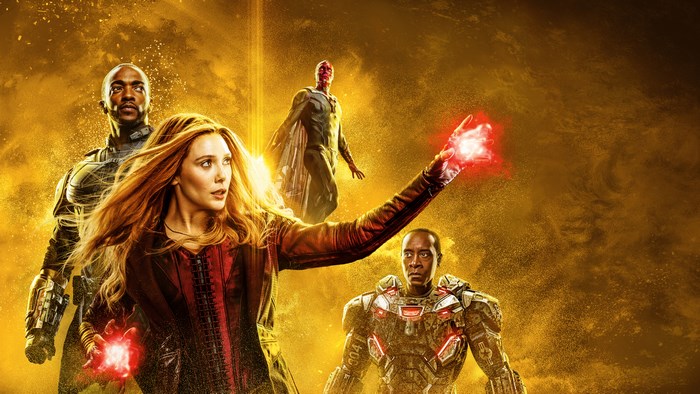 Scarlet Witch, Vision, War Machine, and Falcon from Avengers