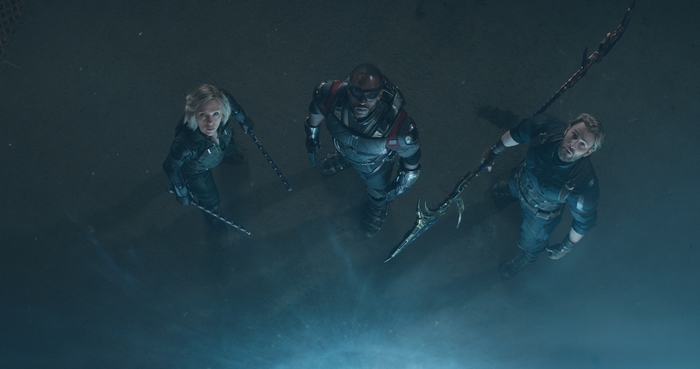 Black Widow, Falcon, and Captain America from Avengers