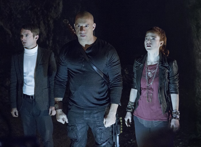 Vin Diesel, Elijah Wood, and Rose Leslie in The Last Witch Hunter