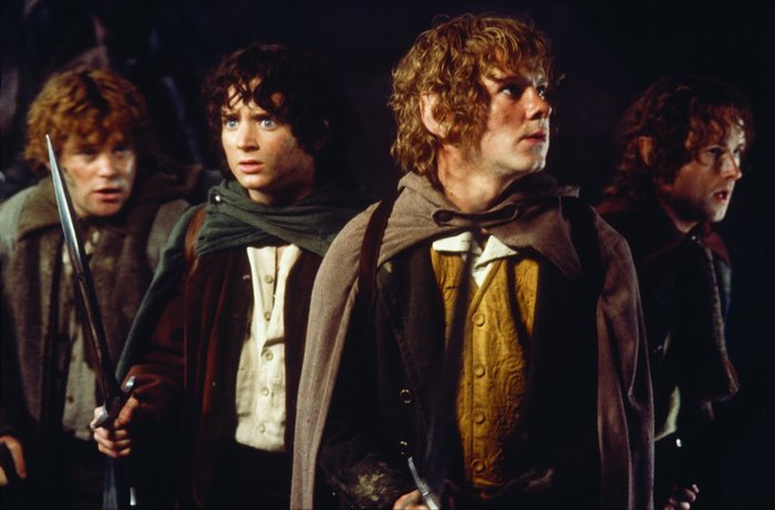 Four hobbits from The Lord of the Rings