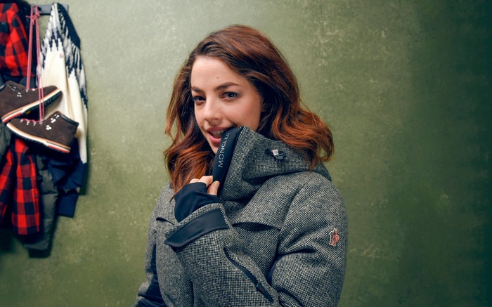 Woman in Moncler coat
