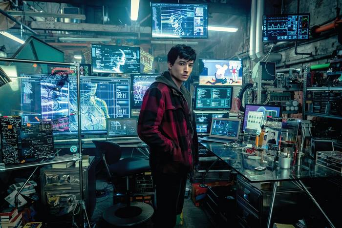 Ezra Miller in a computer lab