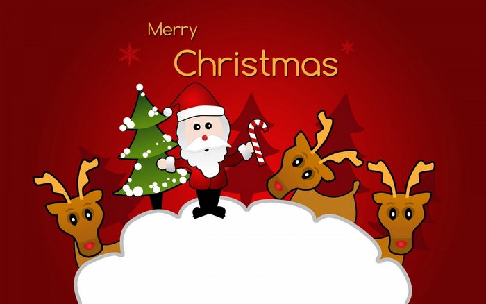 Merry Christmas with Santa and Reindeer