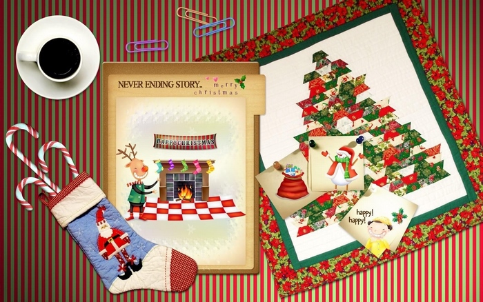 Christmas Stocking with Santa Claus and Candy Canes