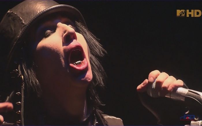 Marilyn Manson performing on stage