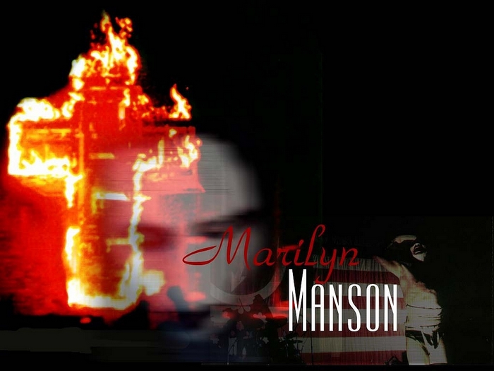 Marilyn Manson with burning cross