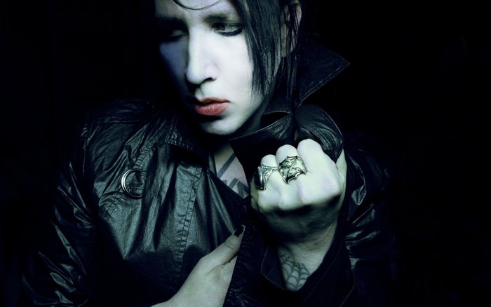 Marilyn Manson in black leather jacket