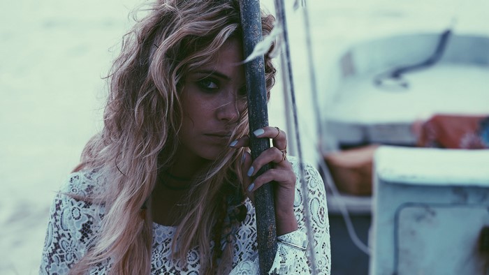 Ashley Benson by a boat