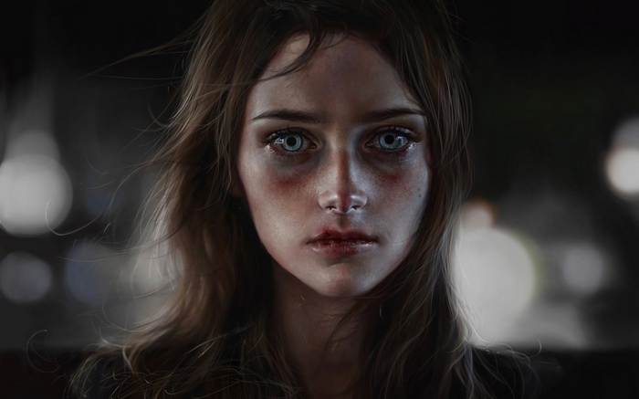Close-up of a young woman's face