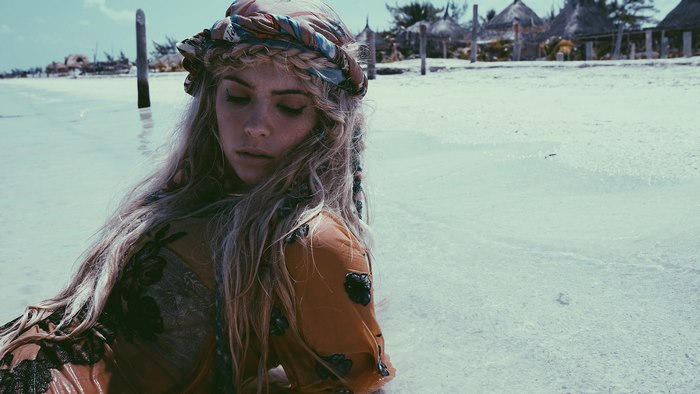 Ashley Benson on a Tropical Beach