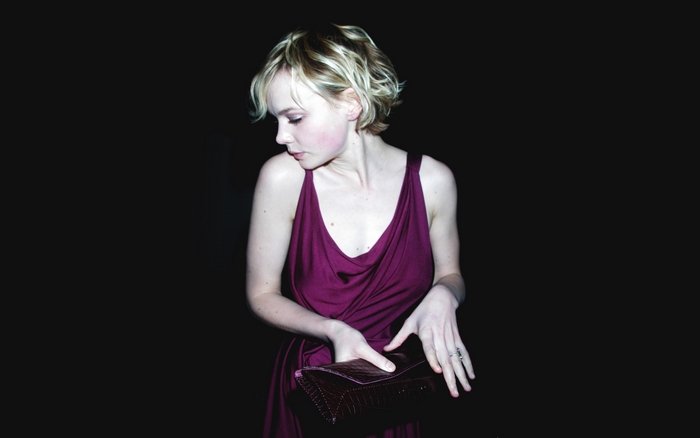 Carey Mulligan in a purple dress