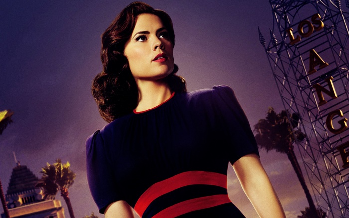 Hayley Atwell in a vintage dress