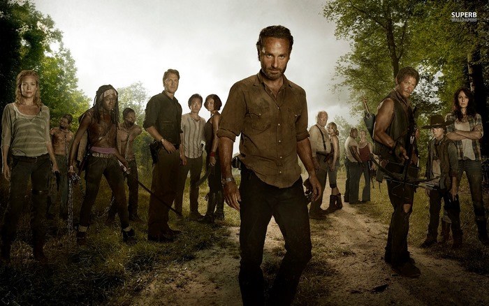 The Walking Dead characters in a forest