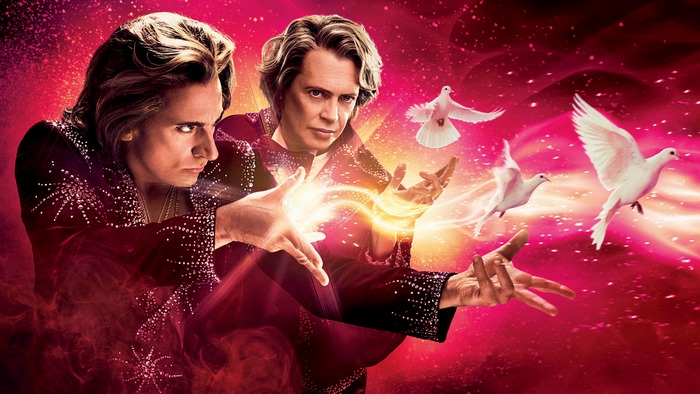 Steve Carell as a magician with doves