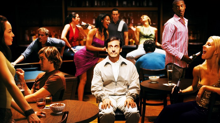 Steve Carell in a bar with friends
