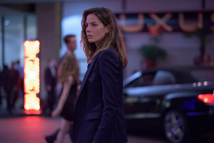 Michelle Monaghan in a dark suit