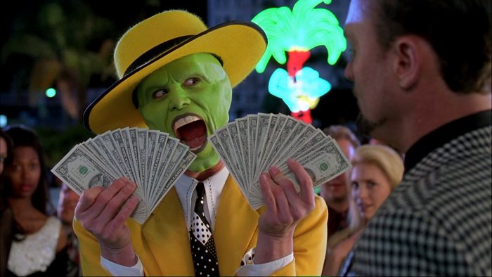 The Mask holding money