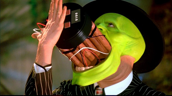 The Mask with a bomb in his mouth