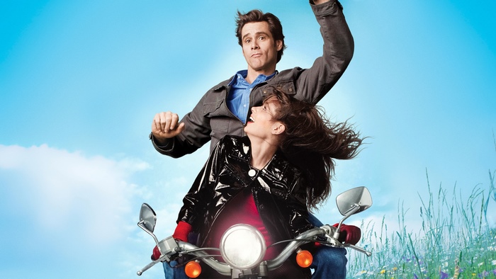 Jim Carrey and Zooey Deschanel on a Scooter