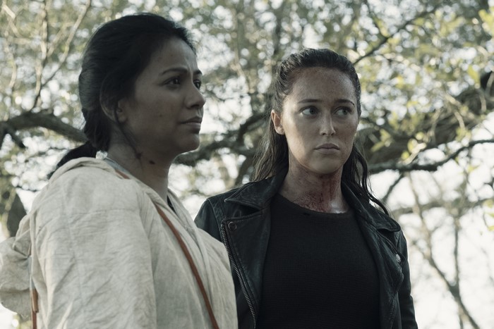 Alycia Debnam-Carey and woman in woods