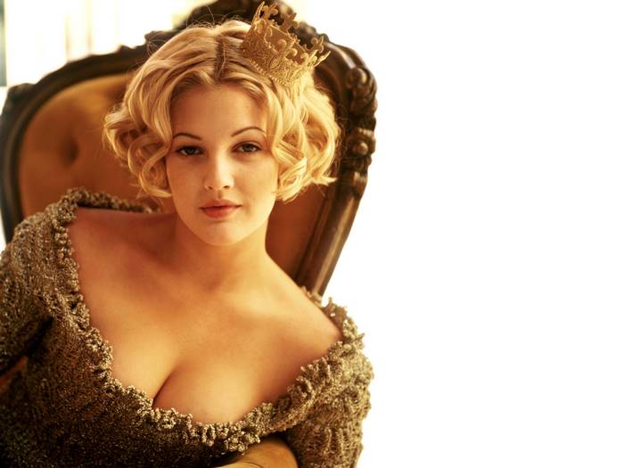 Drew Barrymore wearing a crown