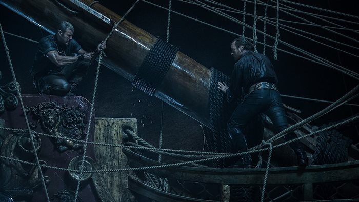 Toby Stephens on a ship