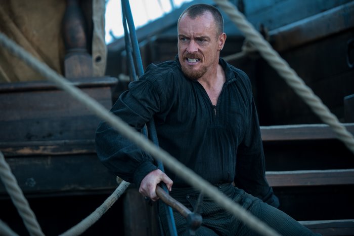 Toby Stephens on a ship