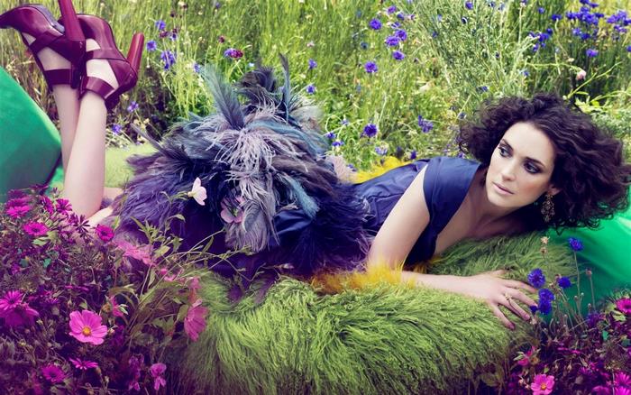 Winona Ryder in a field of flowers