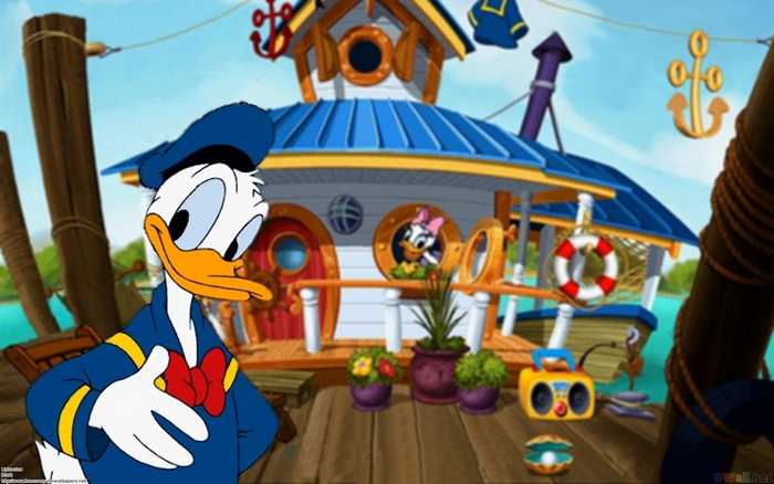 Donald Duck and Daisy Duck on a Boat House