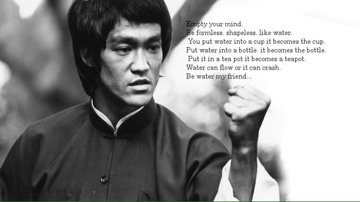 Bruce Lee with quote about water